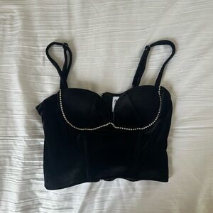 Princess Polly Black Velvet Top